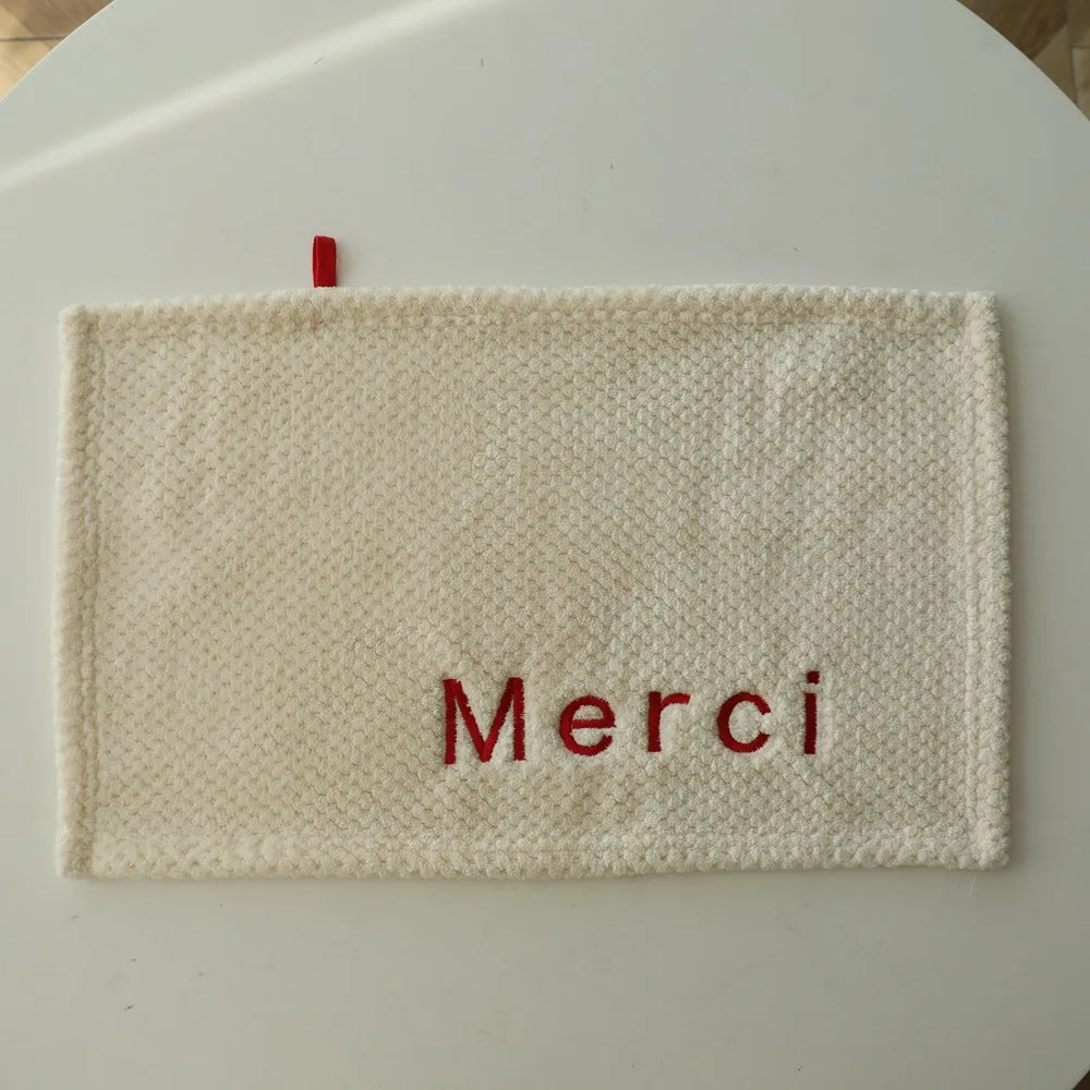 Hand Towel Embroidered Letter Soft Absorbent Bathroom Kitchen Cleaning Cloth Small Square Towel Hair Drying Wholesale Price