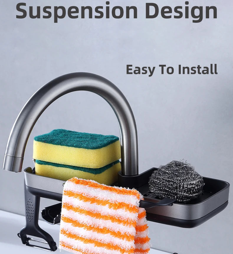 Kitchen Faucet Rack  Kitchen Accessories Sponge Storage Rack Kitchen Sink Rack Holder Dishcloth Towel Rack Filter Basket