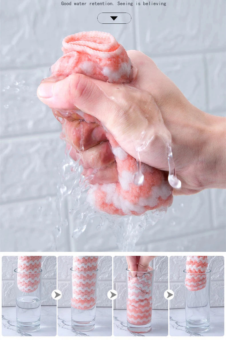 Coral Fleece Dishcloths Thickened Kitchen Cleaning Towel Absorbent Non-stick Oil Microfiber Rag Pan Pot Dish Wipe Cloth