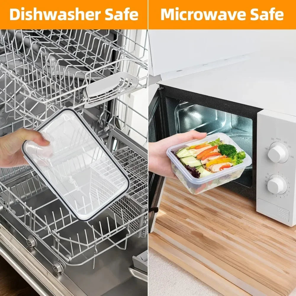 50 Food Storage Containers with Lids, Meal Prep Plastic Containers Pantry and Kitchen Organization (24 Containers + 24 Lids)