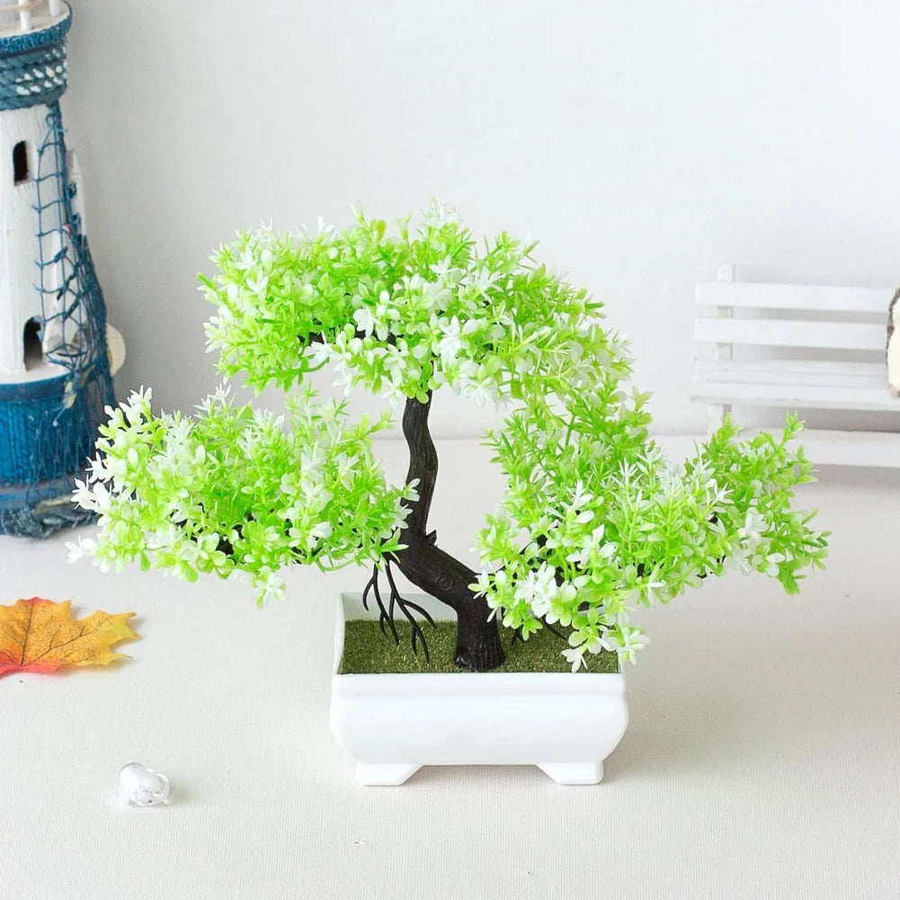 1pc Artificial Plants Bonsai Small Tree Pot Fake Plant Flowers Potted Ornaments For Garden Decor Home Room Table Decor