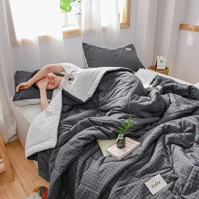 Soft Throw Striped Down Cotton Quilt Blanket Luxury For Cooling Summer Couch Cover Bed Machine Wash Bedspread