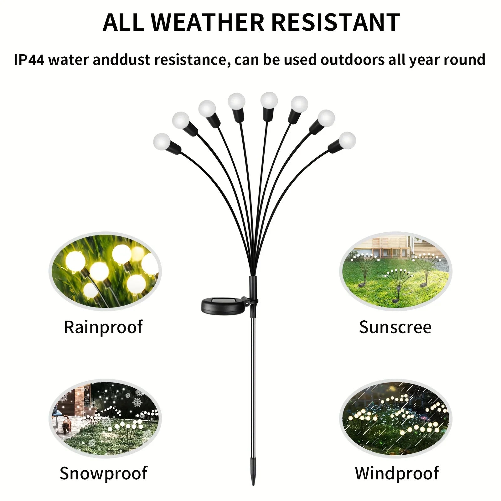 Solar Firefly Lights 6/8/10 LEDs Waterproof Garden Lamp, Firework Landscape Lighting for Christmas, Holiday Outdoor Yard Decor