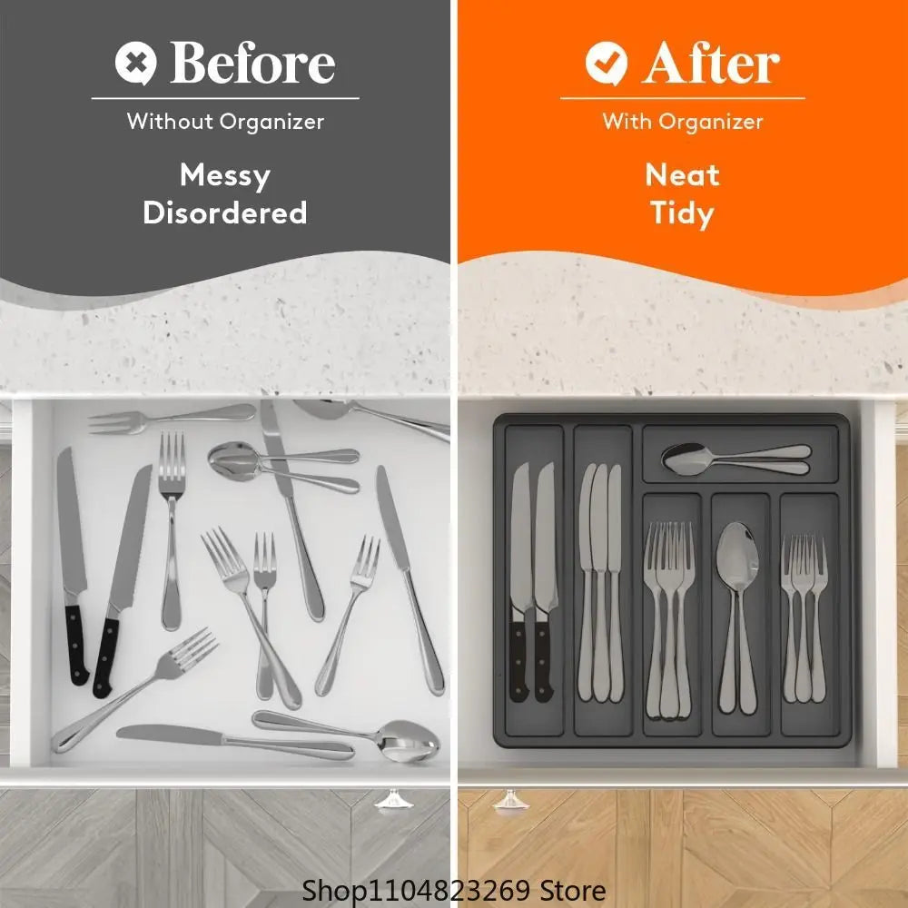 Kitchen drawer storage rack, cabinet tray, silverware storage rack with lid, plastic drawer with lid, cutlery tray, cutlery rack