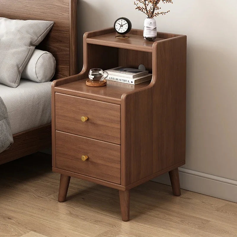 Bedside cabinet, household small bedroom storage, narrow cabinet, mini storage shelf, solid wood color, multi-purpose storage