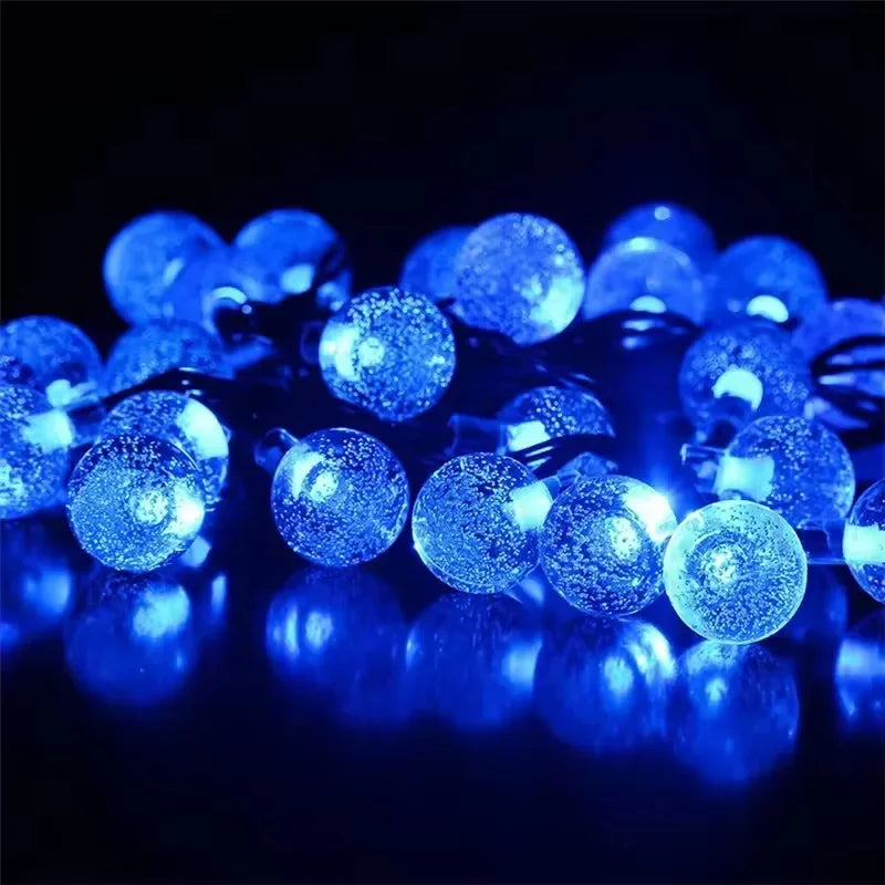 1PCS Solar Crystal Globe LED String Lights 20/60 LED 8 Lighting Modes  Fairy Light Christmas Garland for Garden Party Decor