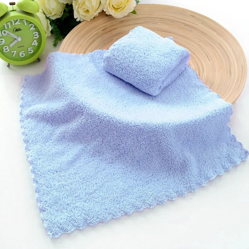 25*25cm Coral Velvet Quick Drying Microfiber Towels Cleaning Wipes Face Towels Square Washcloth Hand Towel Soft Water Absorption