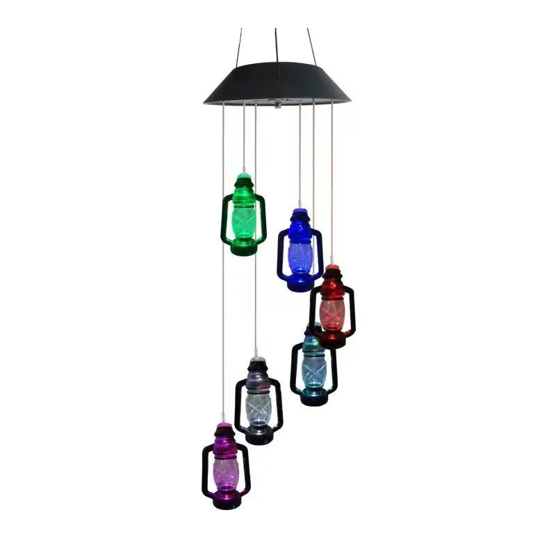 Solar Wind Chime Kerosene Lamp Retro Solar Courtyard Lamp Home Porch Garden Decoration Hanging Lantern Outdoor Decoration