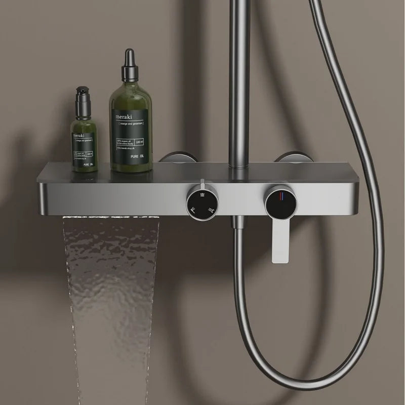 Bathroom Shower System Set Hot and Cold Control Multifunctional Knobbed Triple Function Water Outlet  Pressurized Shower Set