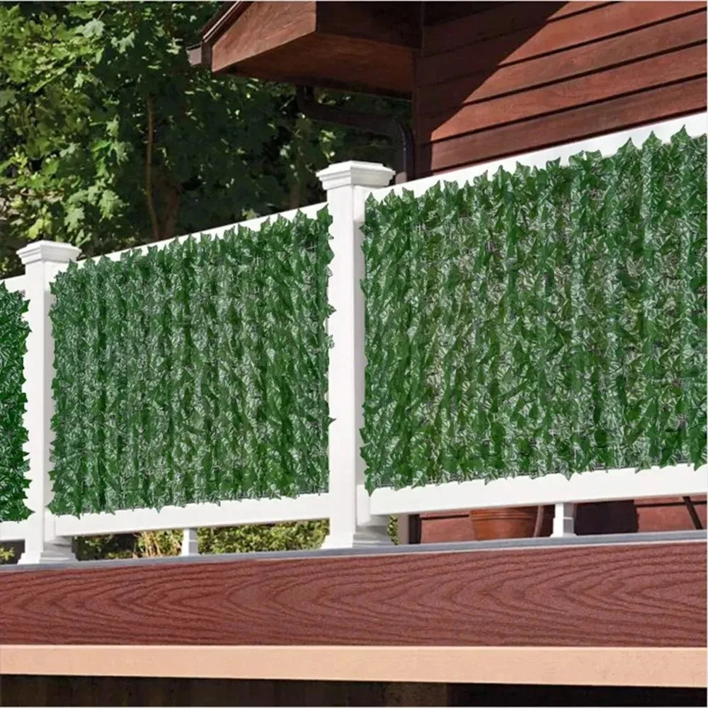 1M/3M Artificial Green Leaf Fence Panels Faux Privacy Fence Screen For Home Outdoor Garden Balcony Decoration