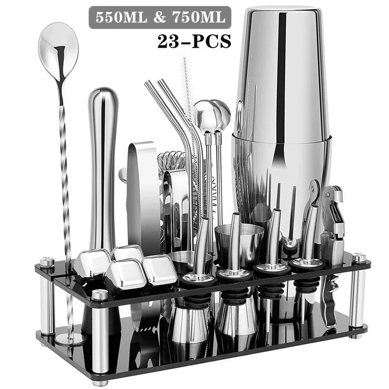 2-25 Pcs/Set Cocktail Shaker Set Mixer Bartender Kit, for Home Bar Party Jigger Tools Drink Martini Boston Cocktail Mixer Shaker