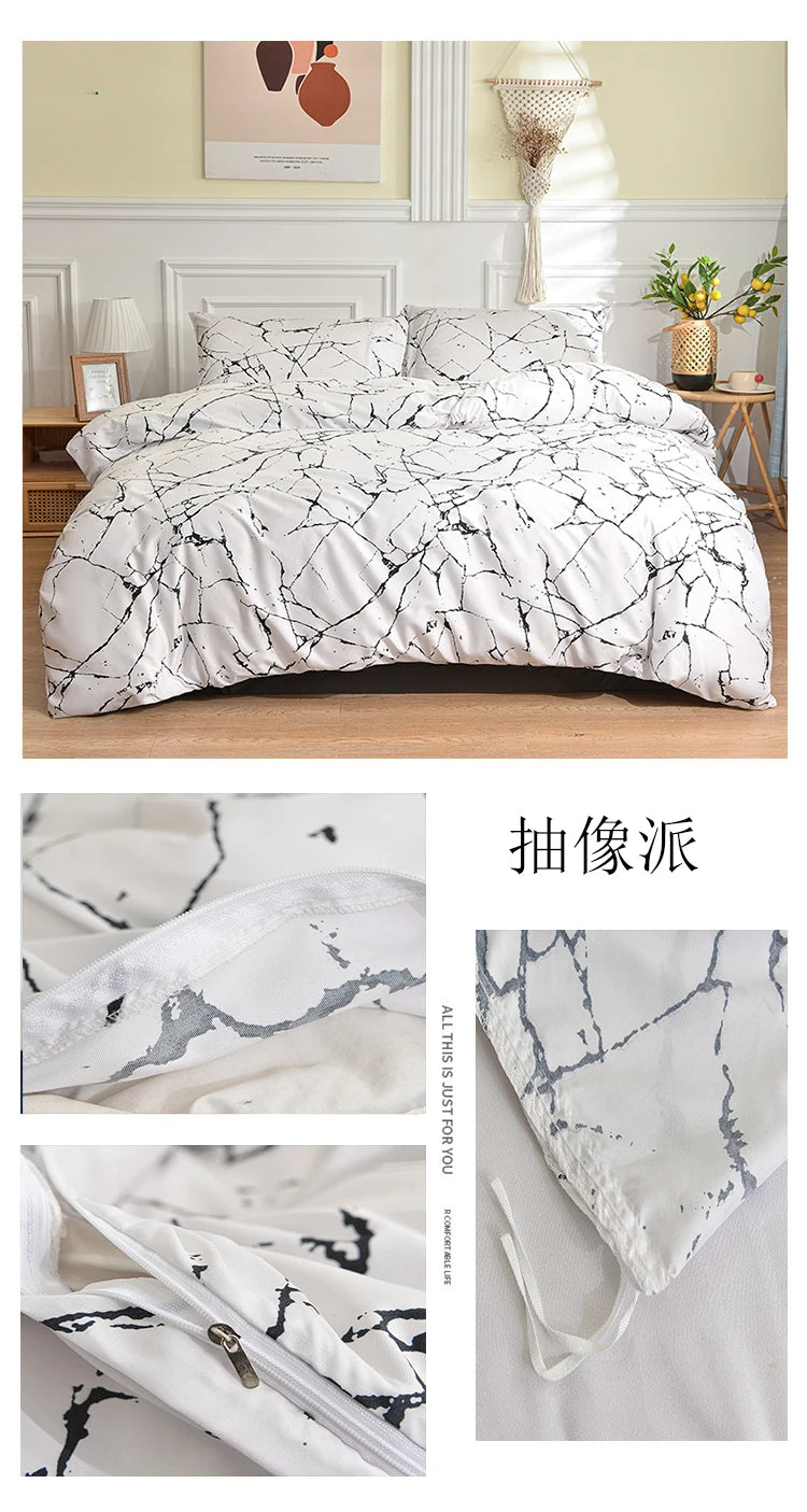 Black and White Bedding Set for Double Bed sabanas cama matrimonial Queen/King Comforter Sets Single Duvet Cover with Pillowcase