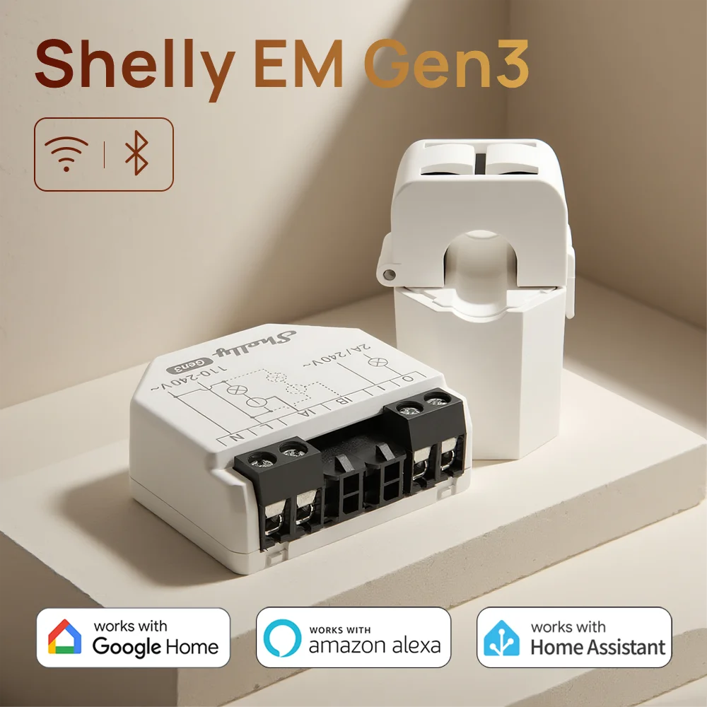 Shelly EM Gen3 Smart Home WiFi Connection Monitor Power Consumption Solar Energy Equipment Household Electricity Consumption