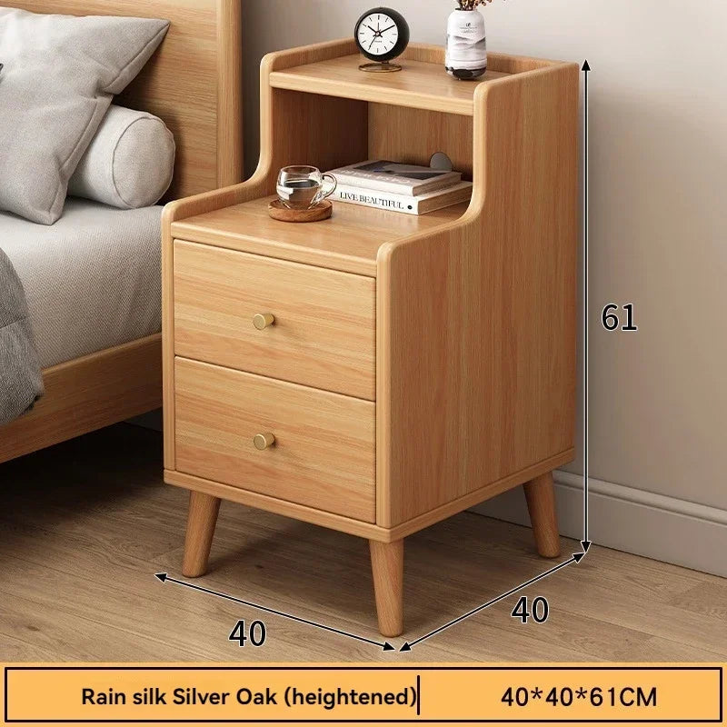 Bedside cabinet, household small bedroom storage, narrow cabinet, mini storage shelf, solid wood color, multi-purpose storage