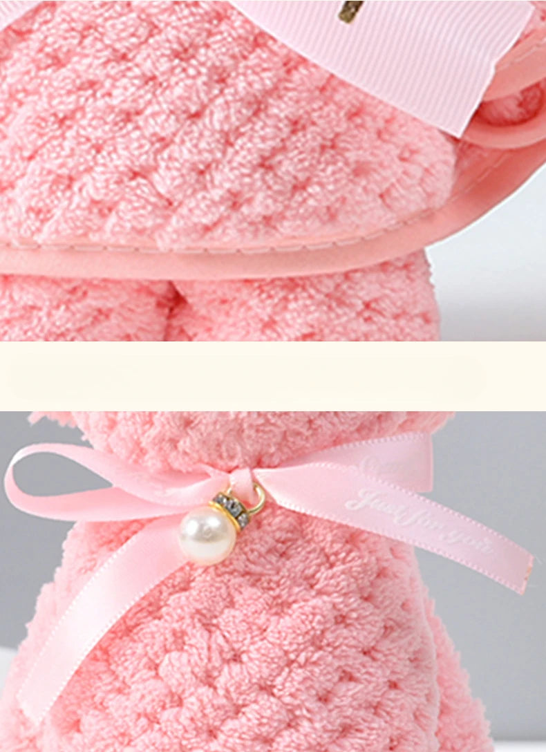 5pcs Little Bear Towels Wedding Companion Gifts Happy Gifts Happy Shop Small Square Towels Coral Velvet Towels