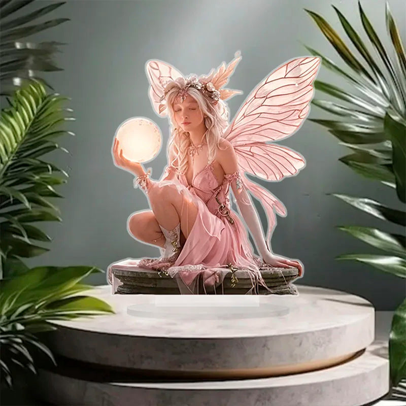 7in Acrylic fairy Tale Angel Elf Can Stand Tabletop Decoration Home Office Club cafe Decoration Friend Birthday Gift Photo Props