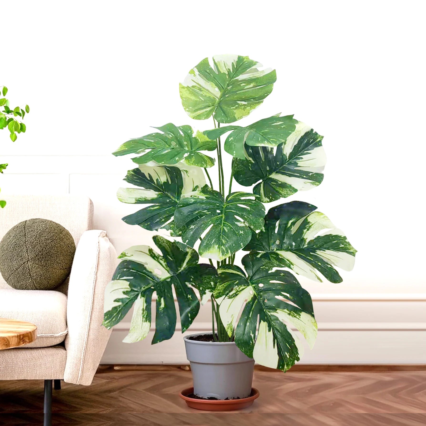 40-103cm /40.5in Artificial Monstera Plants Fake Palm Tree Plastic Turtle Leaves Green Tall Plants For Home Garden Room Decor