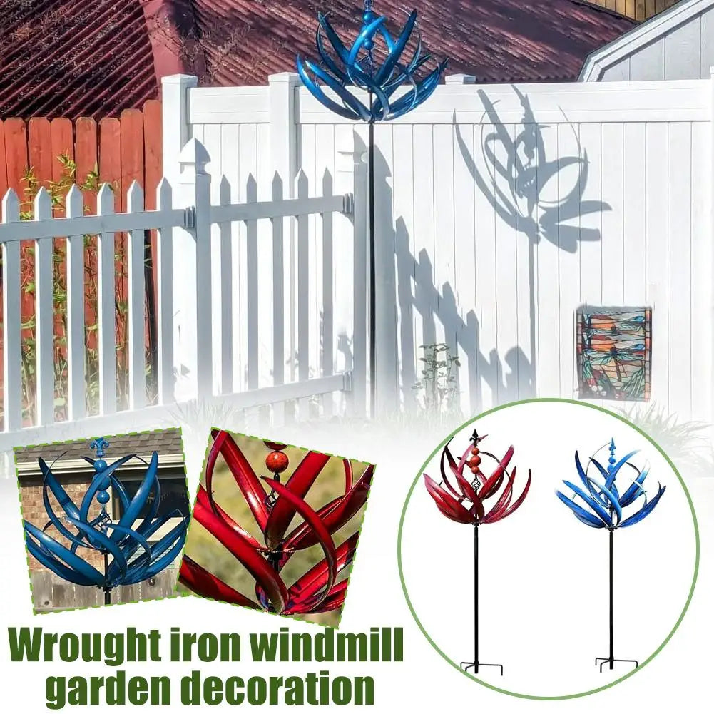 Wind Spinner Metal Windmill 3D Wind Powered Sculpture Lawn Metal Wind Solar Spinners Yard And Garden Decor