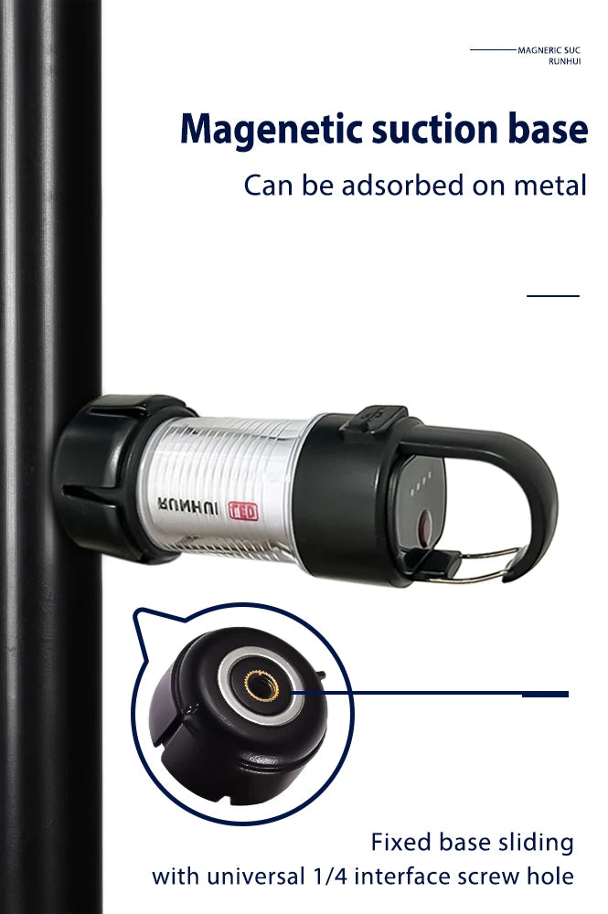 ML4 Outdoor Camping Lantern LED Camping USB Rechargeable Light, Free Tripod, Magnetic Base, 2 Lampshades