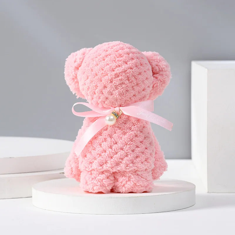 5pcs Little Bear Towels Wedding Companion Gifts Happy Gifts Happy Shop Small Square Towels Coral Velvet Towels