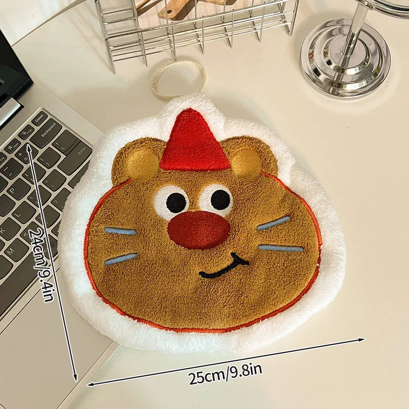 Cartoon Kitty Hand Towel Bathroom Soft Water-absorbing Towel Coral Fleece Handkerchief Hanging Kitchen Washing Hand Cloth Rag