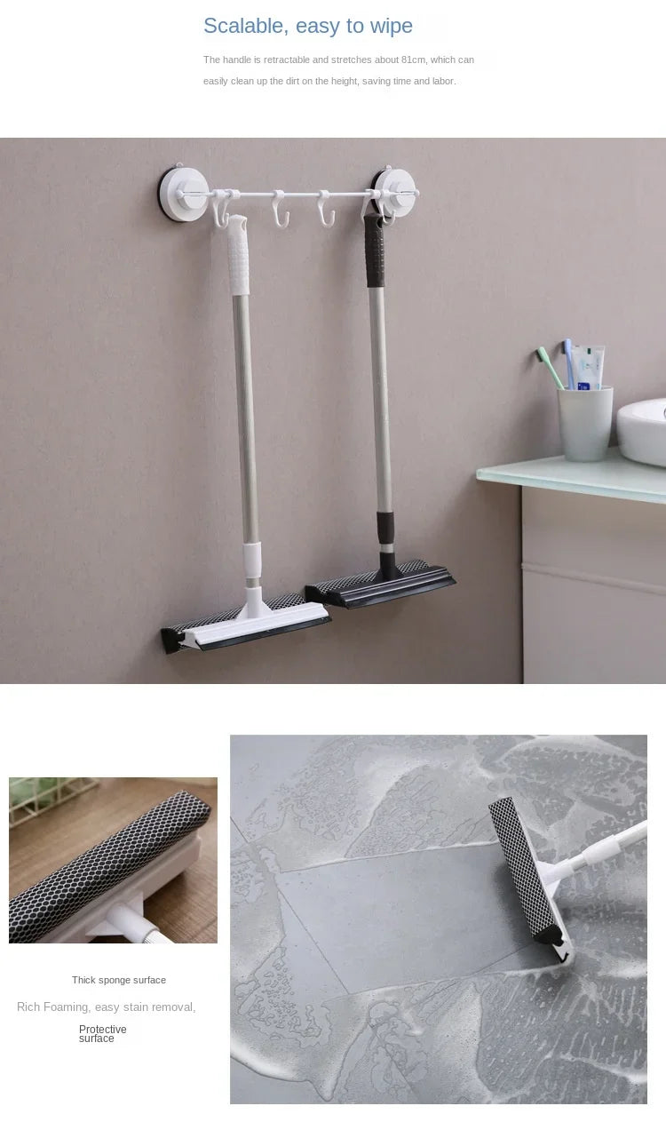 1pc Squeegee Window Cleaner 2 in 1 Retractable Pole Cleaning Window