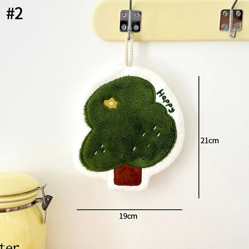 Hand Towel Absorbent Kitchen Towel Hand Cloth Bathroom Hand Cloth Cartoon Hand Towels Convenient Hanging Towel for Hand 핸드타올
