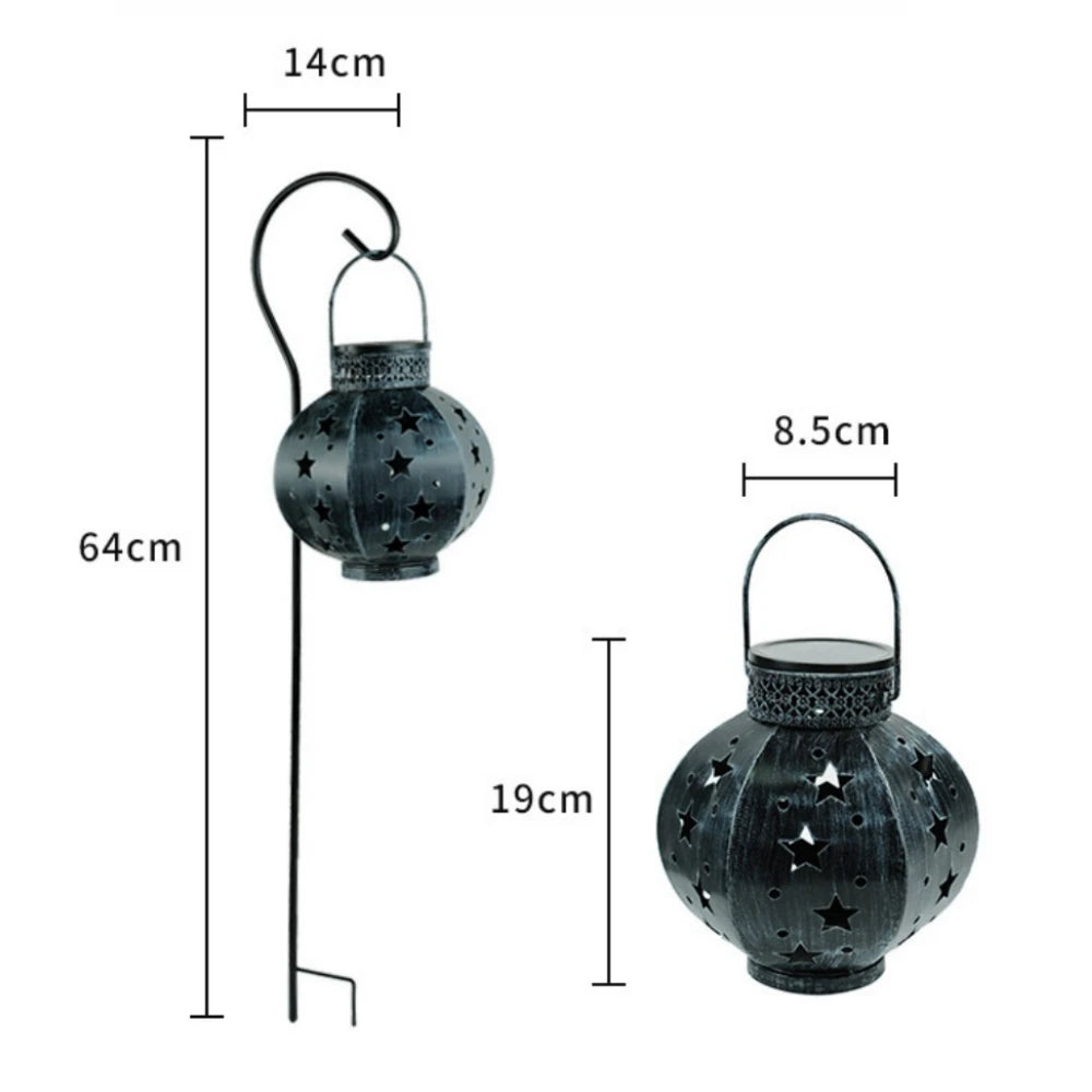 Garden Star Projector Lamp Hanging Solar Lights Outdoor Hanging Solar Lanterns Retro Solar Lamp with Handle Outside Decorations