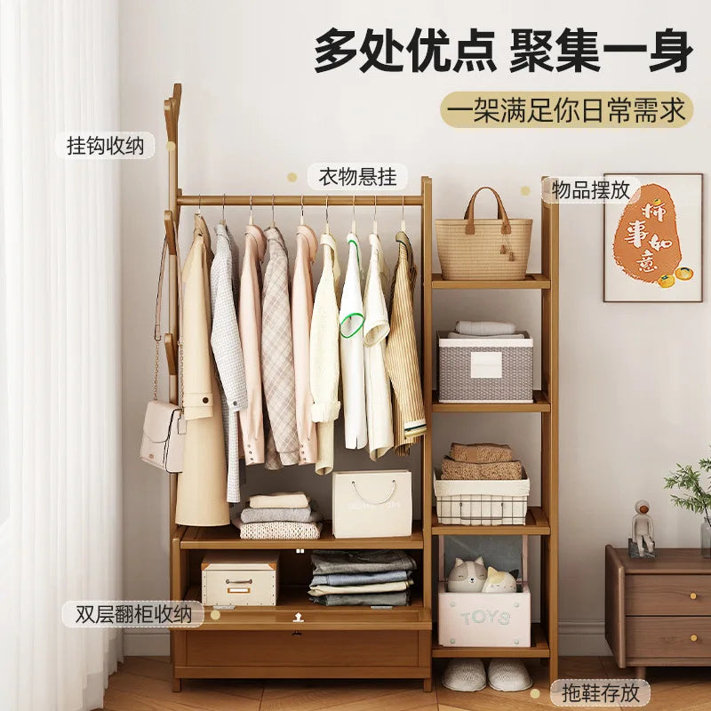 Coat rack floor bedroom hanger household multifunctional storage rack room simple modern bedroom storage cabinet