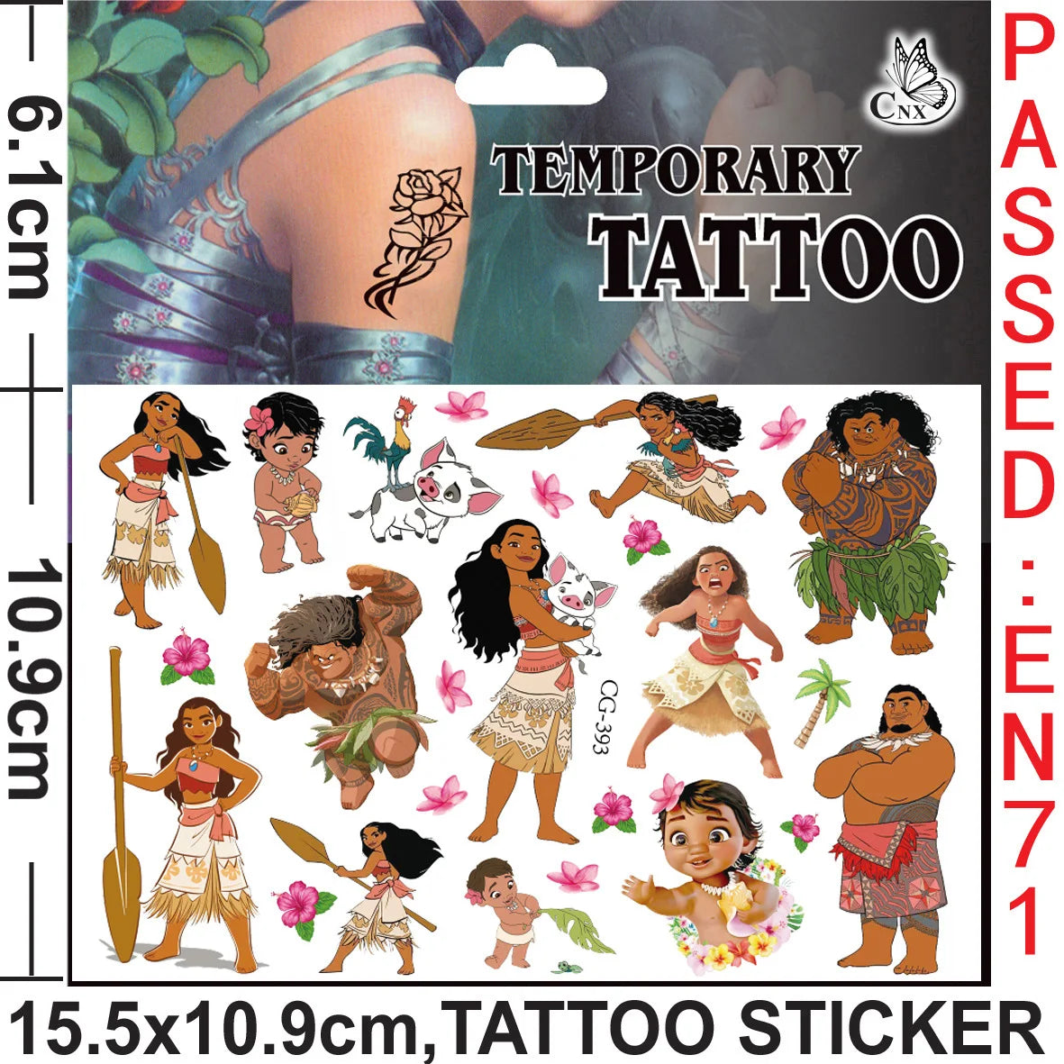 Disney Moana 2 Tattoo Stickers Party Favors Children's Toys Cartoon Sticker Kids Birthday Party Decoration Boys Girls Cute Gifts