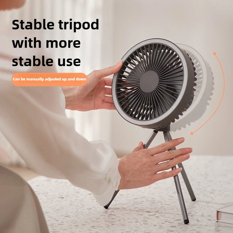 New 10000mAh Camping Fan with Power Bank LED Lighting Rechargeable Desktop Portable Circulator Outdoor Ceiling Electric Fan 2025