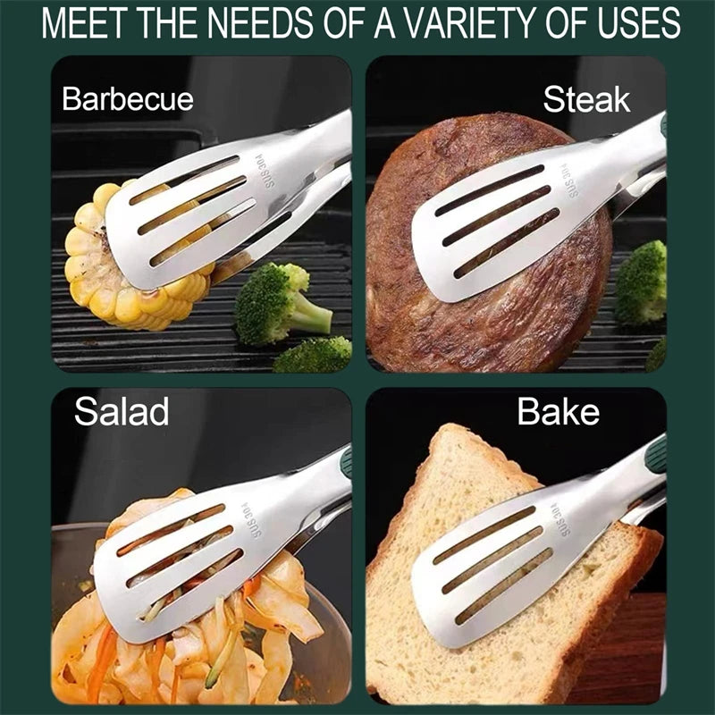 Non-Slip Stainless Steel Food Tongs