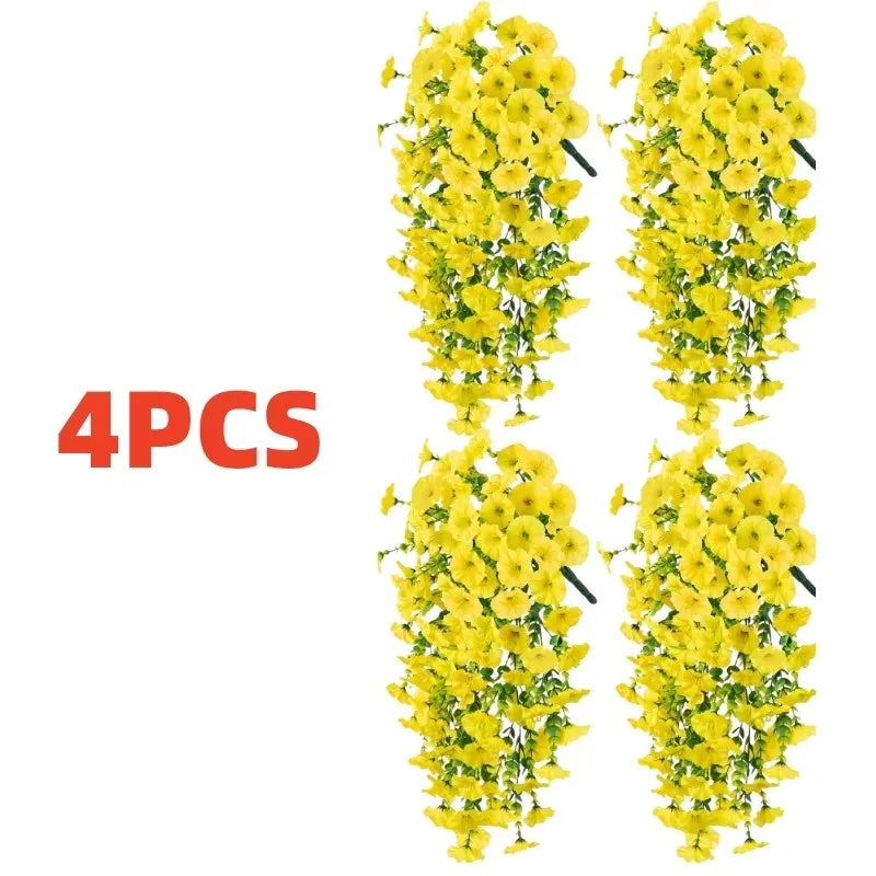 2pcs UV-Resistant Artificial Morning Glory & Eucalyptus Hanging Decor - Perfect for Home, Garden, Weddings | Versatile Outdoor