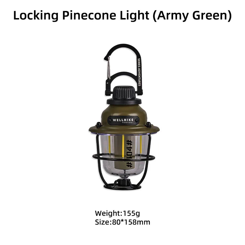 WELLHIKE Outdoor Lighting Camping Lights Long Life Locking Pinecone Light LED Multifunction Ambient Light Tent Canopy Flashlight