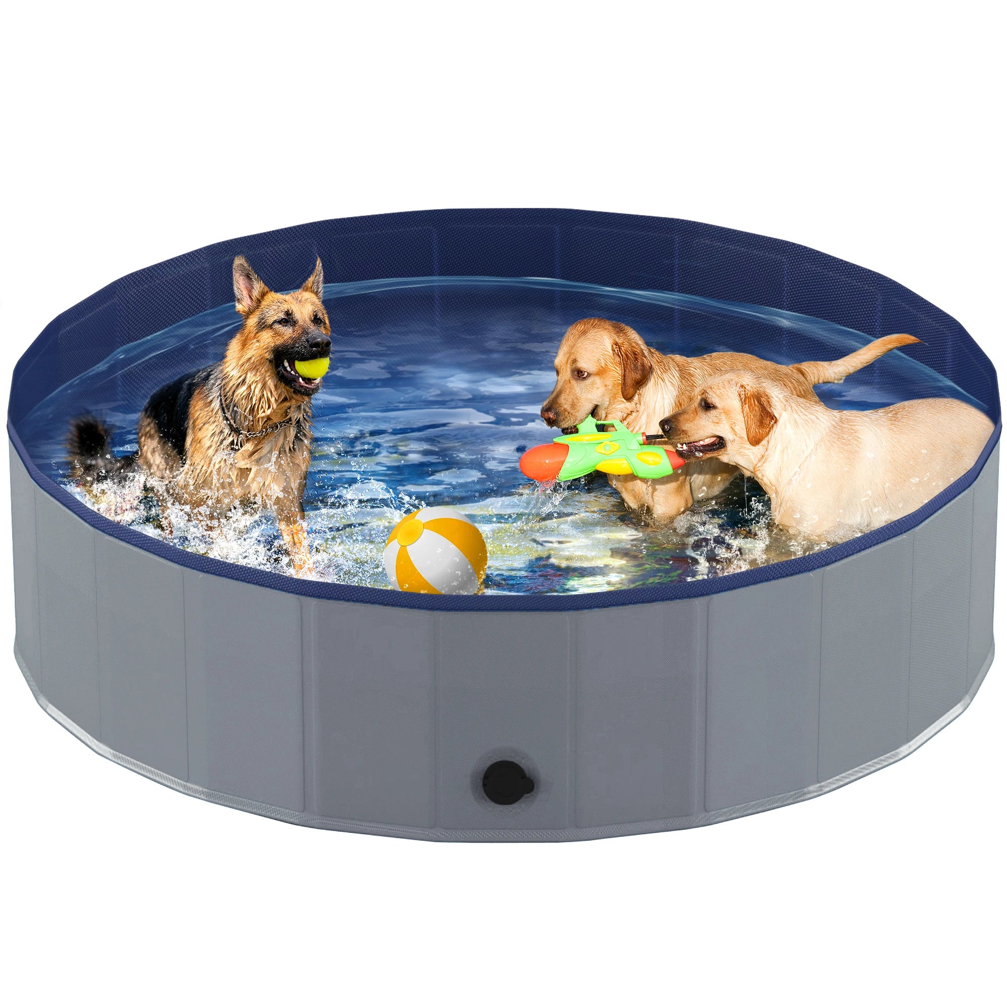 Portable Dog Pool, Foldable Pet Swimming Tub, Anti-Slip Collapsible Pet Bathtub