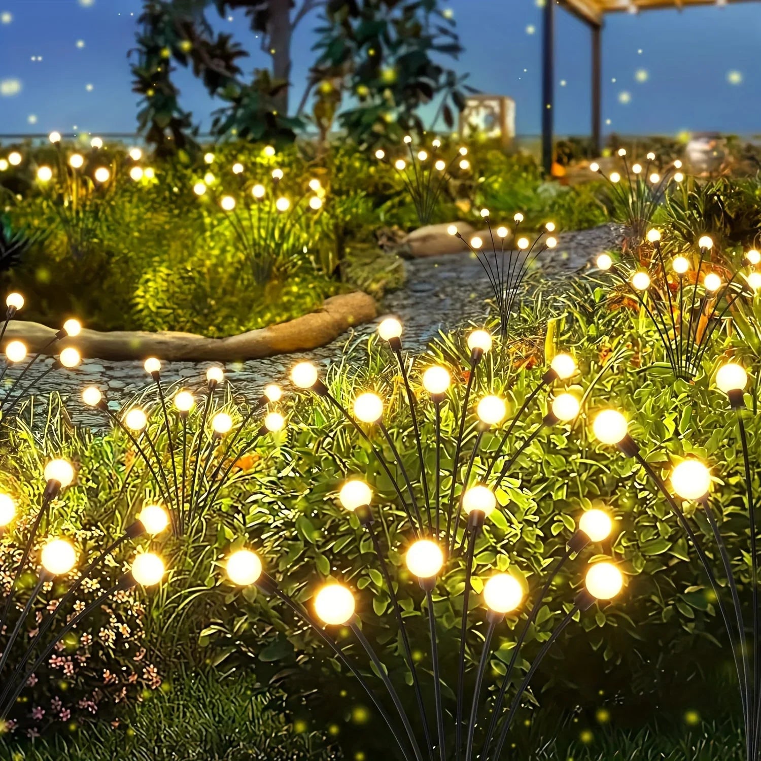 Solar Firefly Lights 6/8/10 LEDs Waterproof Garden Lamp, Firework Landscape Lighting for Christmas, Holiday Outdoor Yard Decor