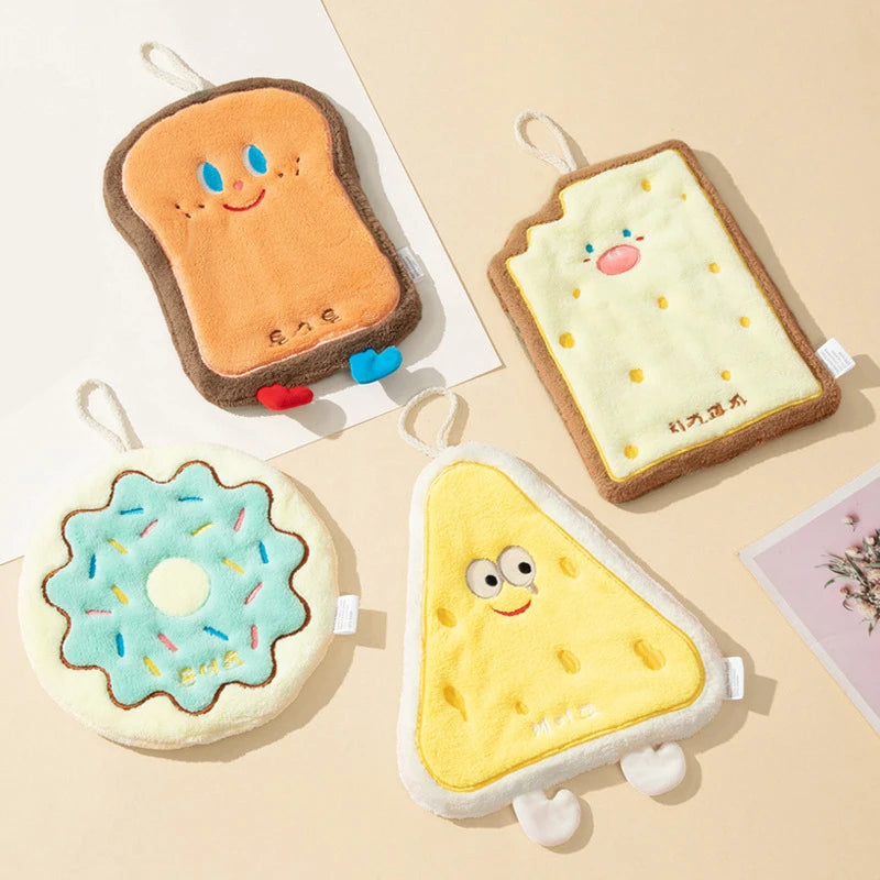 Hand Towel Absorbent Kitchen Towel Hand Cloth Bathroom Hand Cloth Cartoon Hand Towels Convenient Hanging Towel for Hand 핸드타올