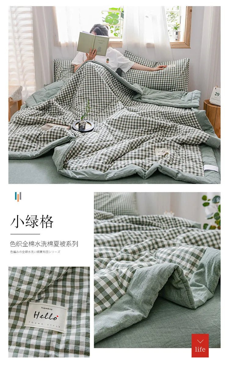 Soft Throw Striped Down Cotton Quilt Blanket Luxury For Cooling Summer Couch Cover Bed Machine Wash Bedspread