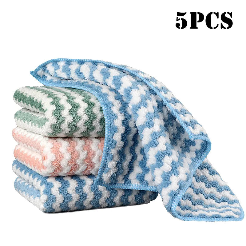 Coral Fleece Dishcloths Thickened Kitchen Cleaning Towel Absorbent Non-stick Oil Microfiber Rag Pan Pot Dish Wipe Cloth