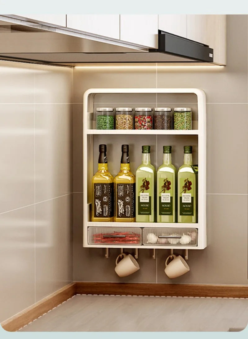 Kitchen Bathroom Wall Shelf Multi-layer Cupboard Seasoning Home Storage Rack Organizer Accessories Freestanding Space Saver