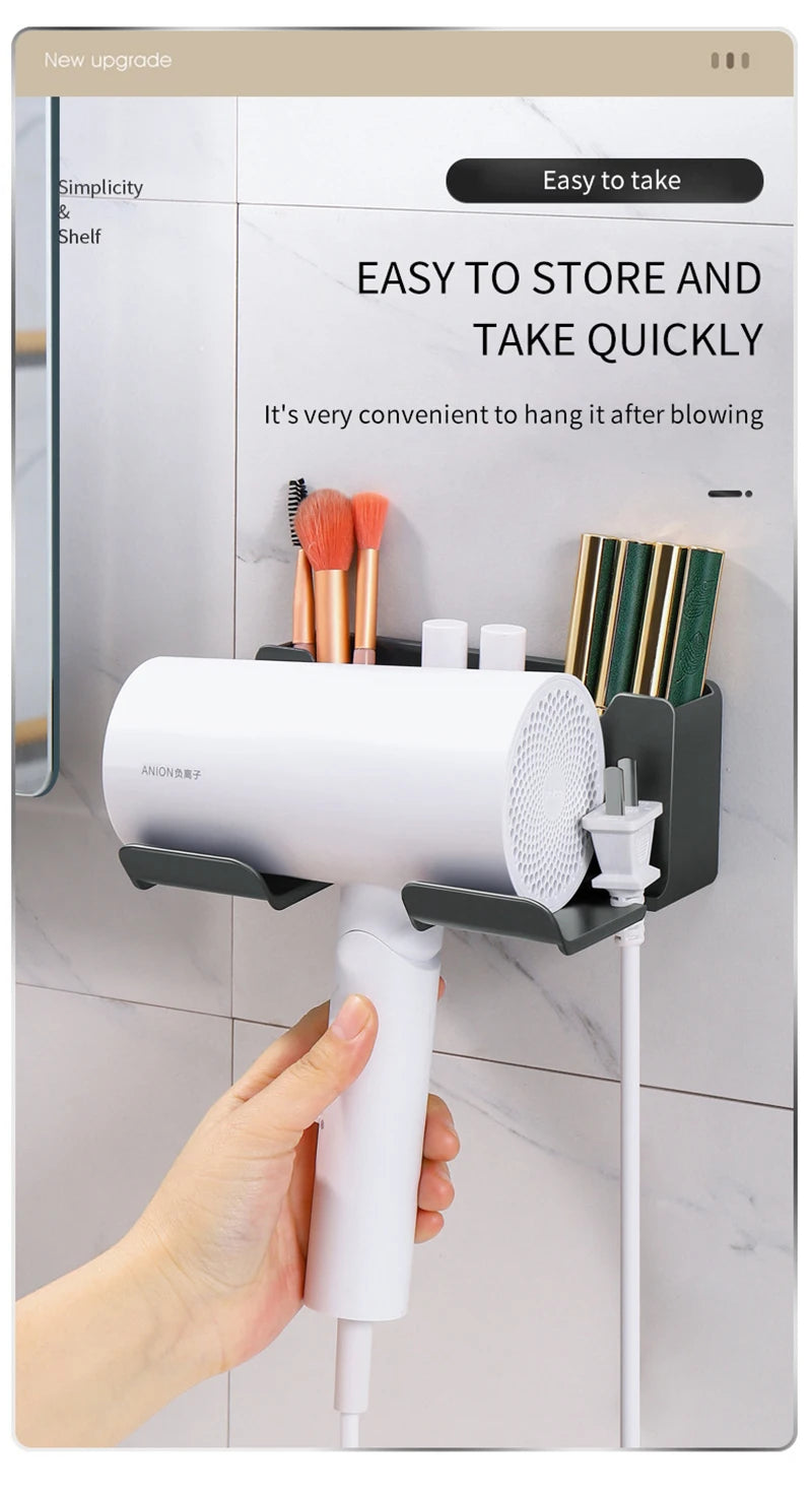 Bathroom Shelf Dryer Cradle Wall Shelves Hair Dryer Holder Shower Hairdryer Organizer Box Toilet Blower Holder Shelf Bathroom