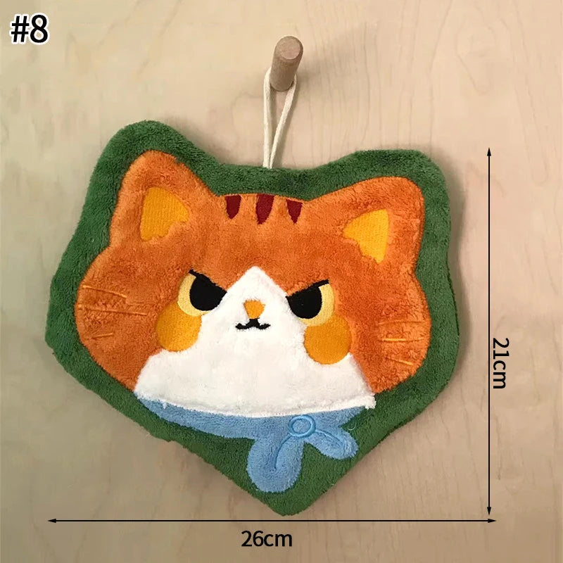 Cartoon Kitty Hand Towel Bathroom Soft Water-absorbing Towel Coral Fleece Handkerchief Hanging Kitchen Washing Hand Cloth Rag