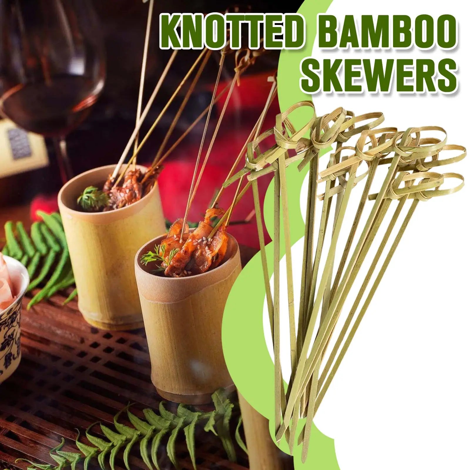 100pcs Cocktail Picks Disposable Bamboo Knot Stick Skewers Cocktail Picks Fruit Forks Barbeque Party Decoration Bar Tool
