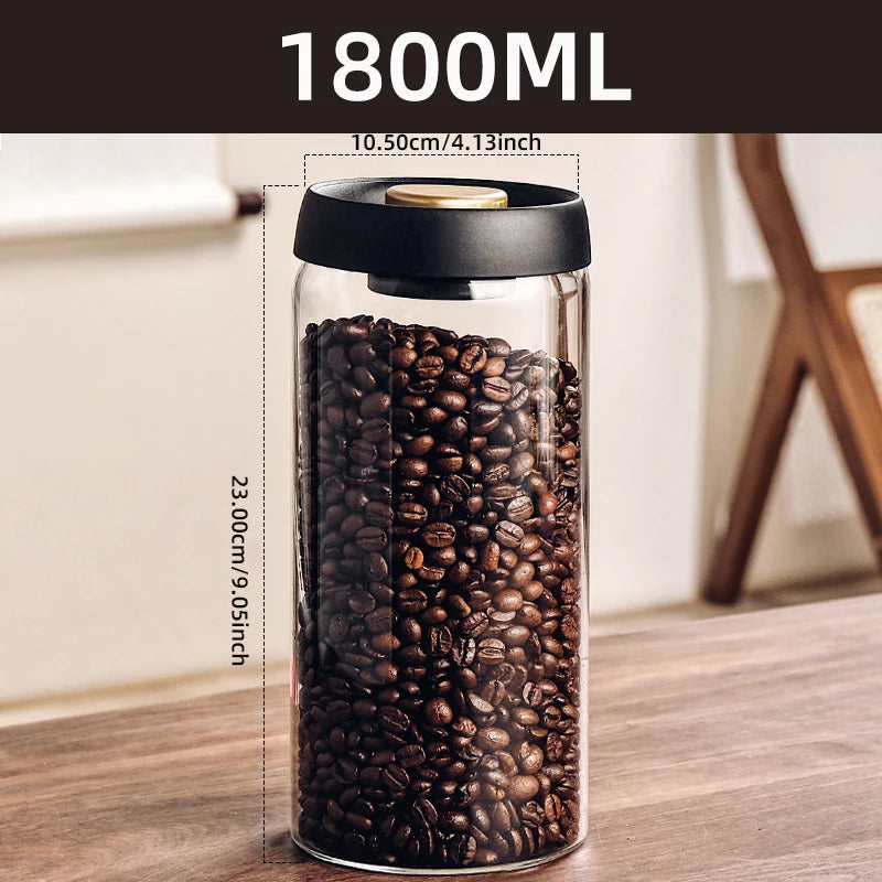 Vacuum Sealed Jar Coffee Bean Storage Bottle Kitchen Food Grain Tea Glass Jar Fresh Storage Jar Kitchen Accessories