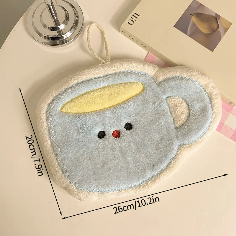 Cartoon Kitty Hand Towel Bathroom Soft Water-absorbing Towel Coral Fleece Handkerchief Hanging Kitchen Washing Hand Cloth Rag