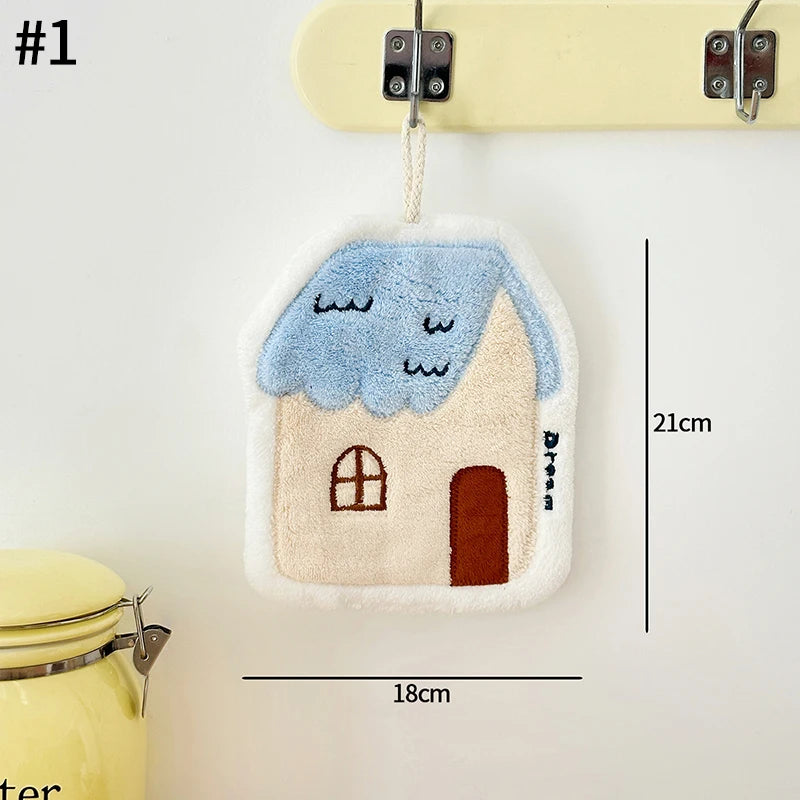 Hand Towel Absorbent Kitchen Towel Hand Cloth Bathroom Hand Cloth Cartoon Hand Towels Convenient Hanging Towel for Hand 핸드타올