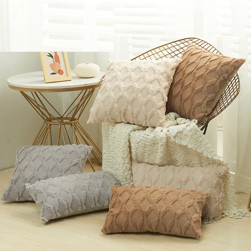 1pc Diamond pattern Luxury Faux Fur Throw Pillow Cover, Deluxe Decorative Plush PillowCase, home decoration 18*18inch