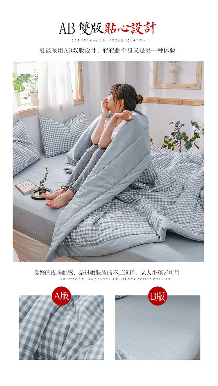 Soft Throw Striped Down Cotton Quilt Blanket Luxury For Cooling Summer Couch Cover Bed Machine Wash Bedspread