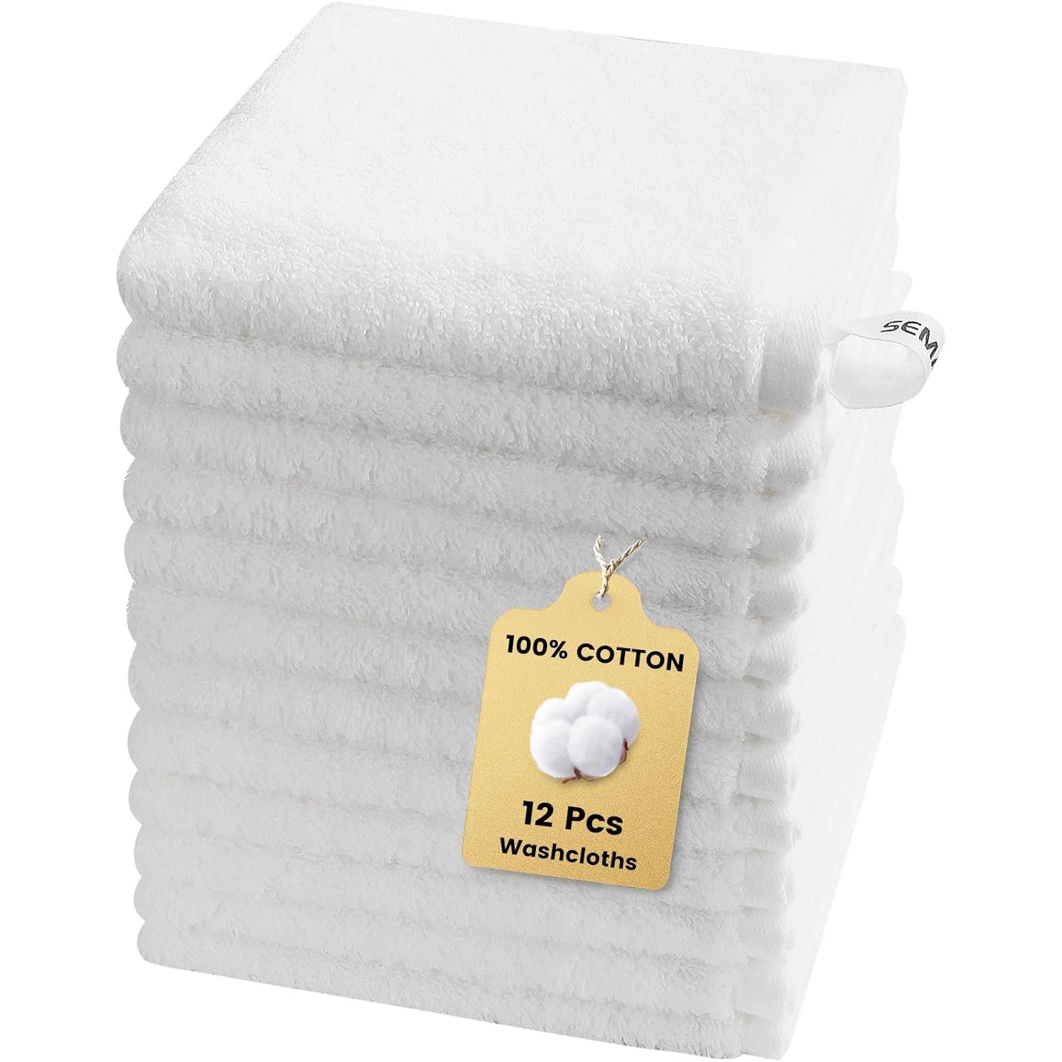 12 Pack Cotton Washcloths Solid Bulk Set SEMAXE 100% Cotton Ultra Soft Face Towels Absorbency for Bathroom Spa Cleaning Supplies