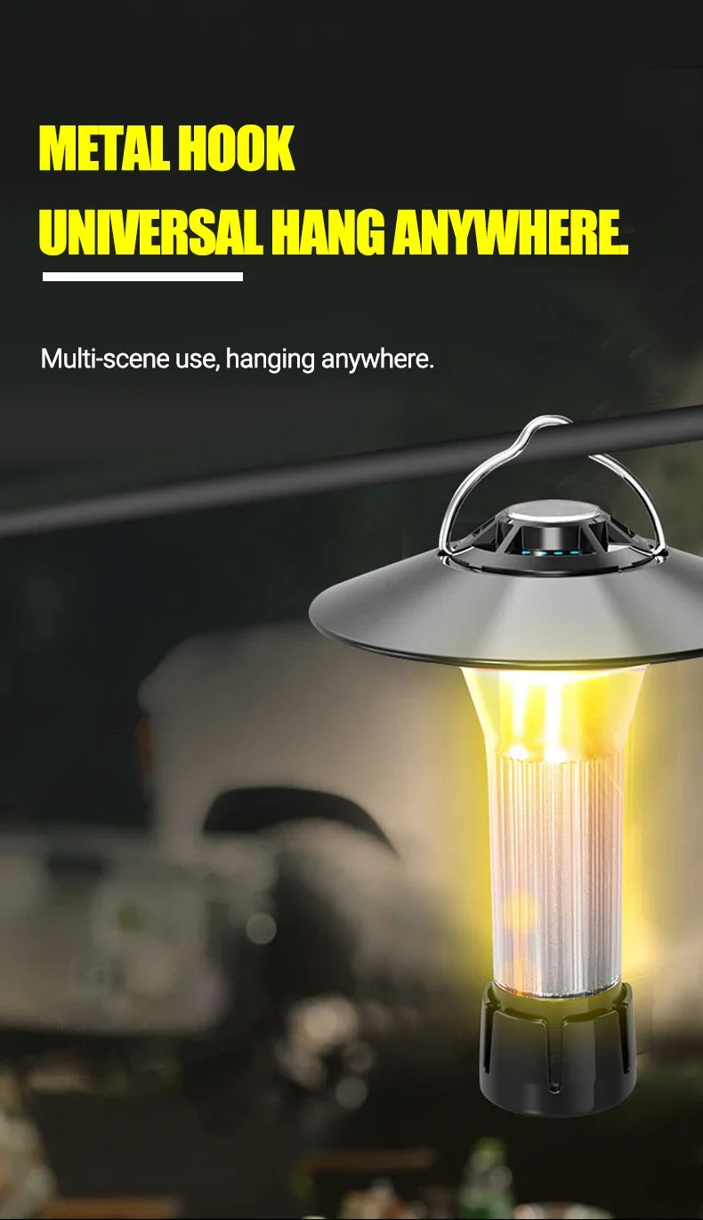 Outdoor Portable Camping Lantern with Magnetic Base Hanging Lamp 5 Lighting Modes Led Flashlights Waterproof  Emergency Lamp